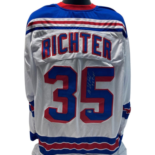 Mike Richter Autographed New York Rangers White Jersey 94 Cup Inscription Steiner CX