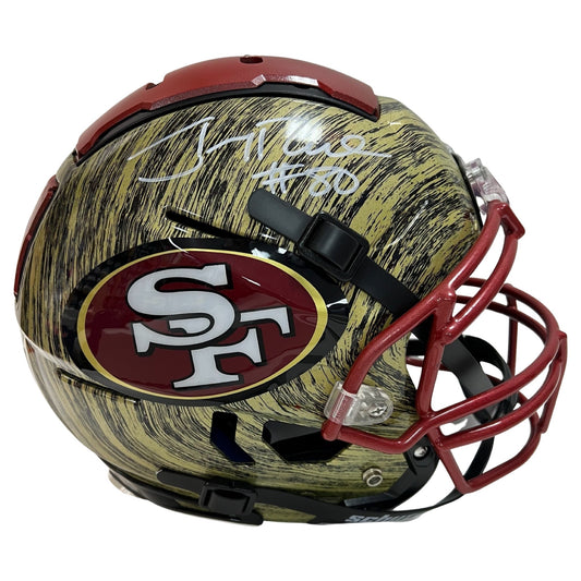 Jerry Rice Autographed San Francisco 49’ers Camo F7 Authentic Helmet Beckett