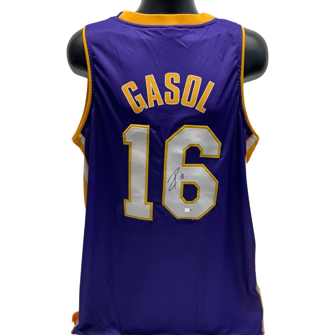 Pau Gasol Autographed Los Angeles Lakers Purple Jersey Steiner CX