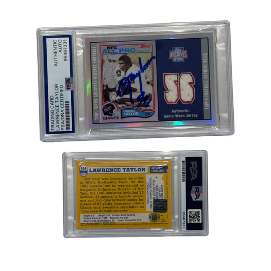 2001 Lawrence Taylor Topps Archives Reverse Refractor Patch Autographed Card PSA Auto Authentic