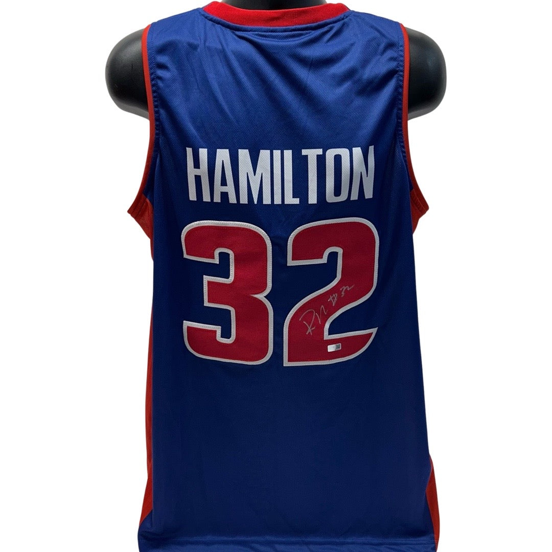Rip Hamilton Autographed Detroit Pistons Blue Jersey Steiner CX