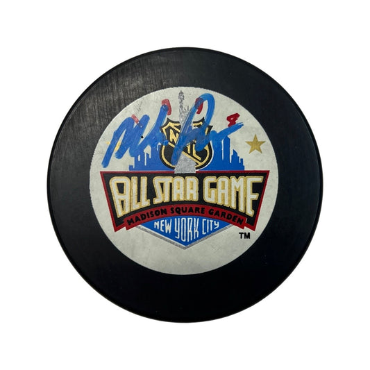 Mike Richter Autographed New York Rangers 1994 NHL All Star Game Logo Puck Blue Ink Steiner CX