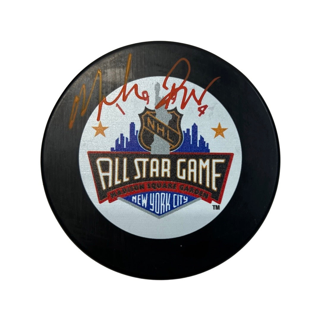 Mike Richter Autographed New York Rangers 1994 All Star Game Logo Puck Red Ink Steiner CX