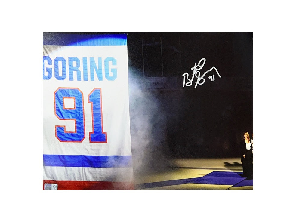 Butch Goring Autographed New York Islanders Banner Number 11x14 Steiner CX