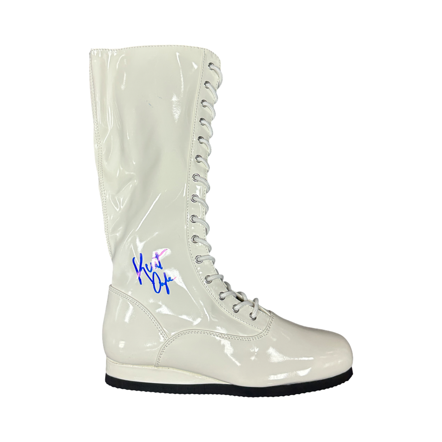 Kurt Angle Autographed WWE White Right Foot Mini Boot Beckett