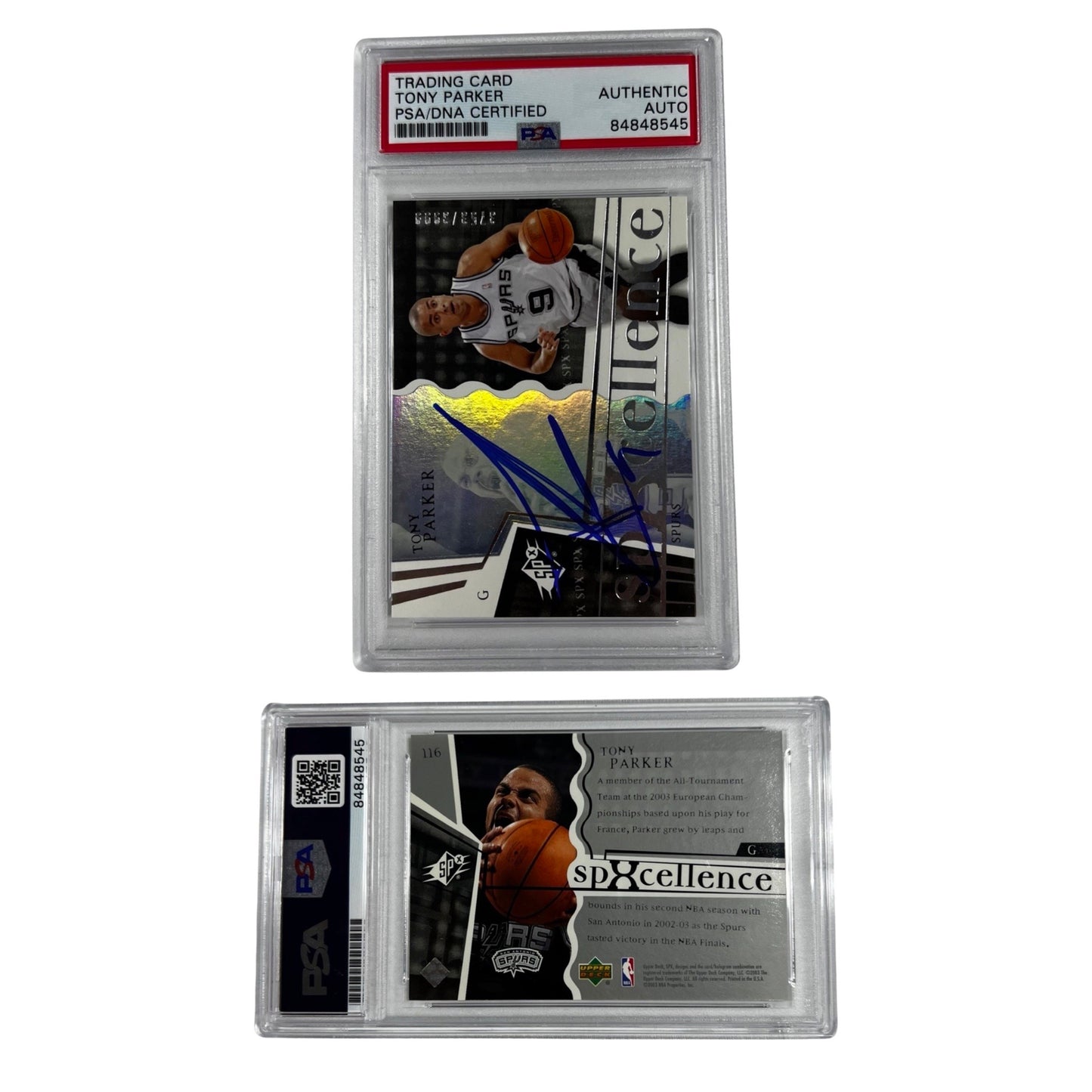 2003-04 Tony Parker Autographed Upper Deck SPX /3999 #116 PSA Auto Authentic