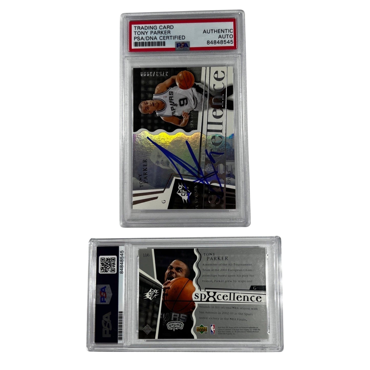 2003-04 Tony Parker Autographed Upper Deck SPX /3999 #116 PSA Auto Authentic