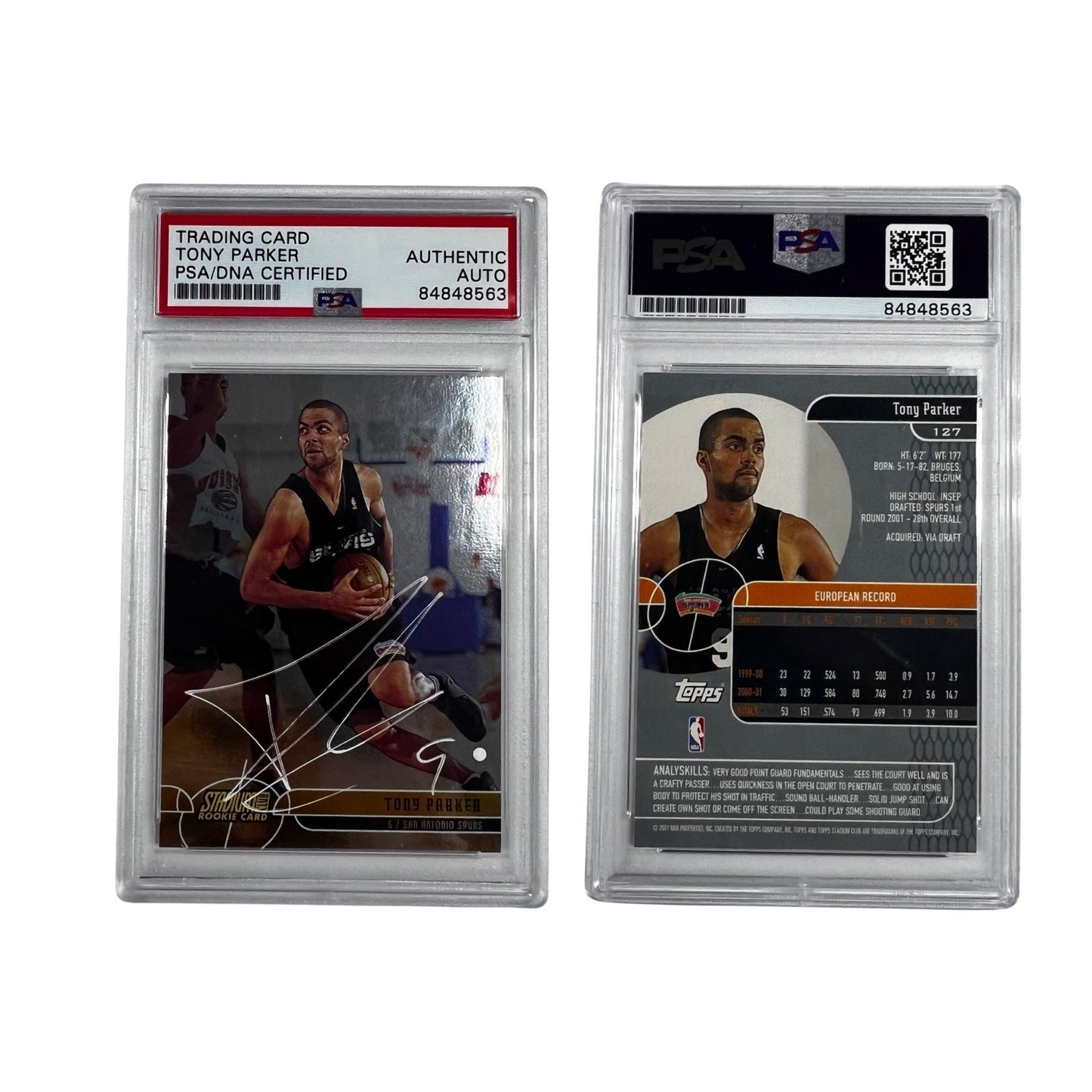 2001-02 Tony Parker Autographed Stadium Club Rookie #127 PSA Auto Authentic