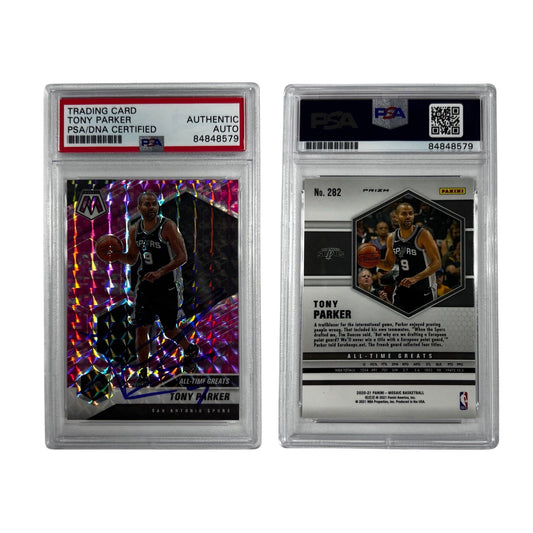 2020-21 Tony Parker Autographed Panini Mosaic Pink Camo All Time Greats #282 PSA Auto Authentic