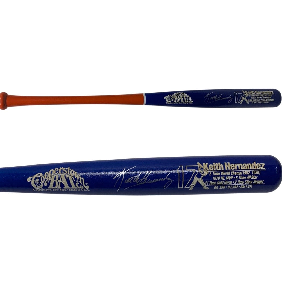 Keith Hernandez Autographed New York Mets Blue Barrel Cooperstown Bat JSA