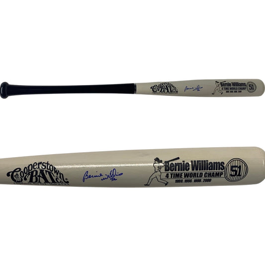 Bernie Williams Autographed New York Yankees White Barrel Cooperstown Bat PSA