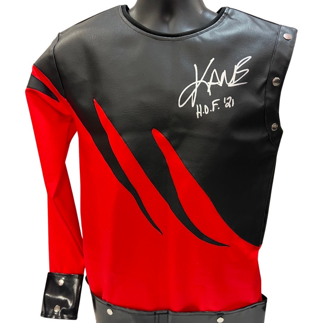 Kane Autographed WWE Wrestling Attire Black Top “HOF 21” Inscription Steiner CX