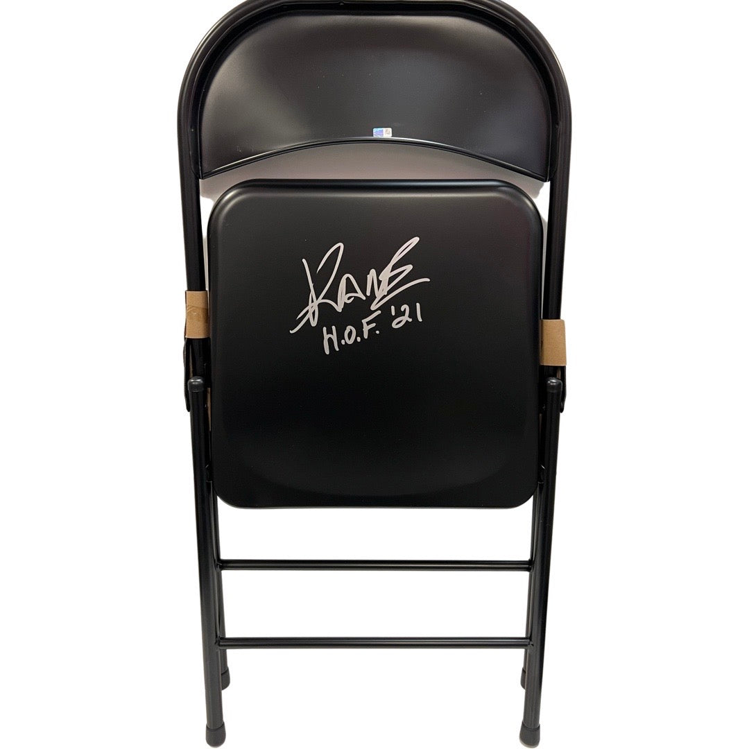 Kane Autographed WWE Steel Chair HOF 21 Inscription Steiner CX