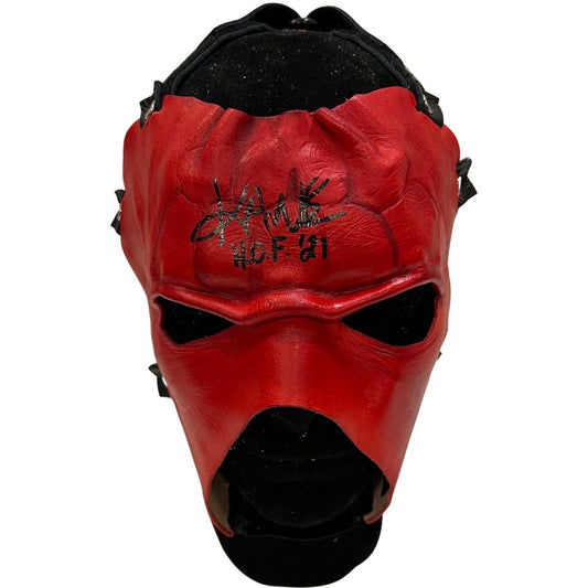 Kane Autographed WWE All Red Half Mask “HOF 21” Inscription Steiner CX