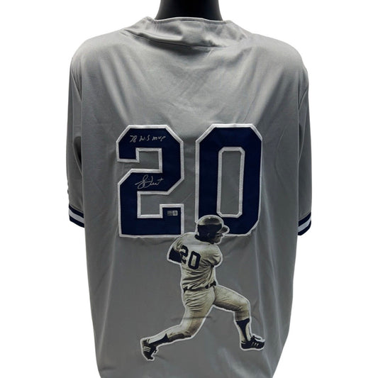 Bucky Dent Autographed New York Yankees Grey Art Jersey 78 WS MVP Inscription Steiner CX