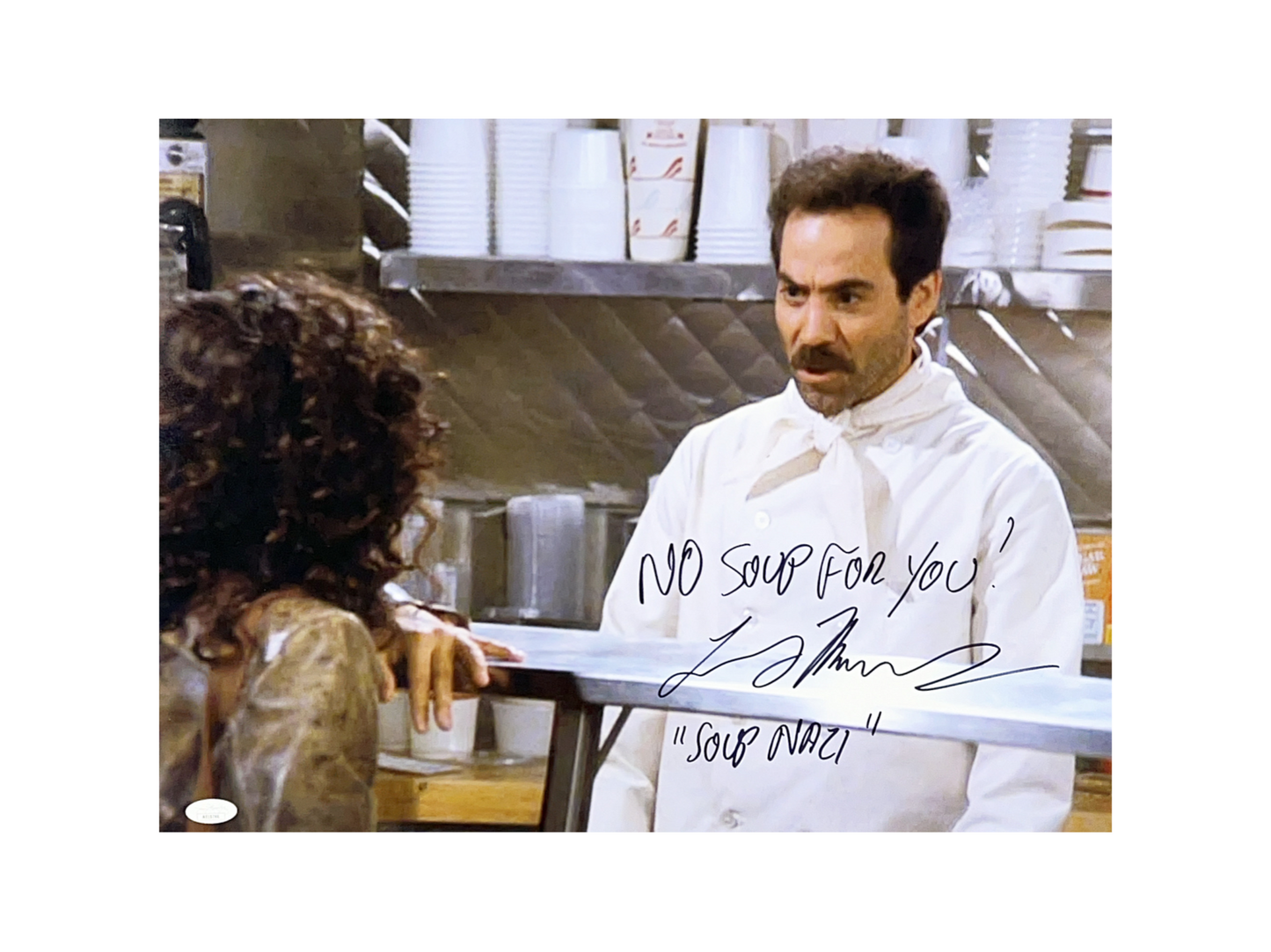 Larry Thomas Autographed Seinfeld Soup Nazi 16x20 "No Soup For You! & Soup Nazi" Inscriptions JSA