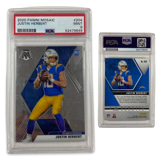 2020 Justin Herbert Panini Mosaic Rookie Card #204 PSA MINT 9 LA Chargers