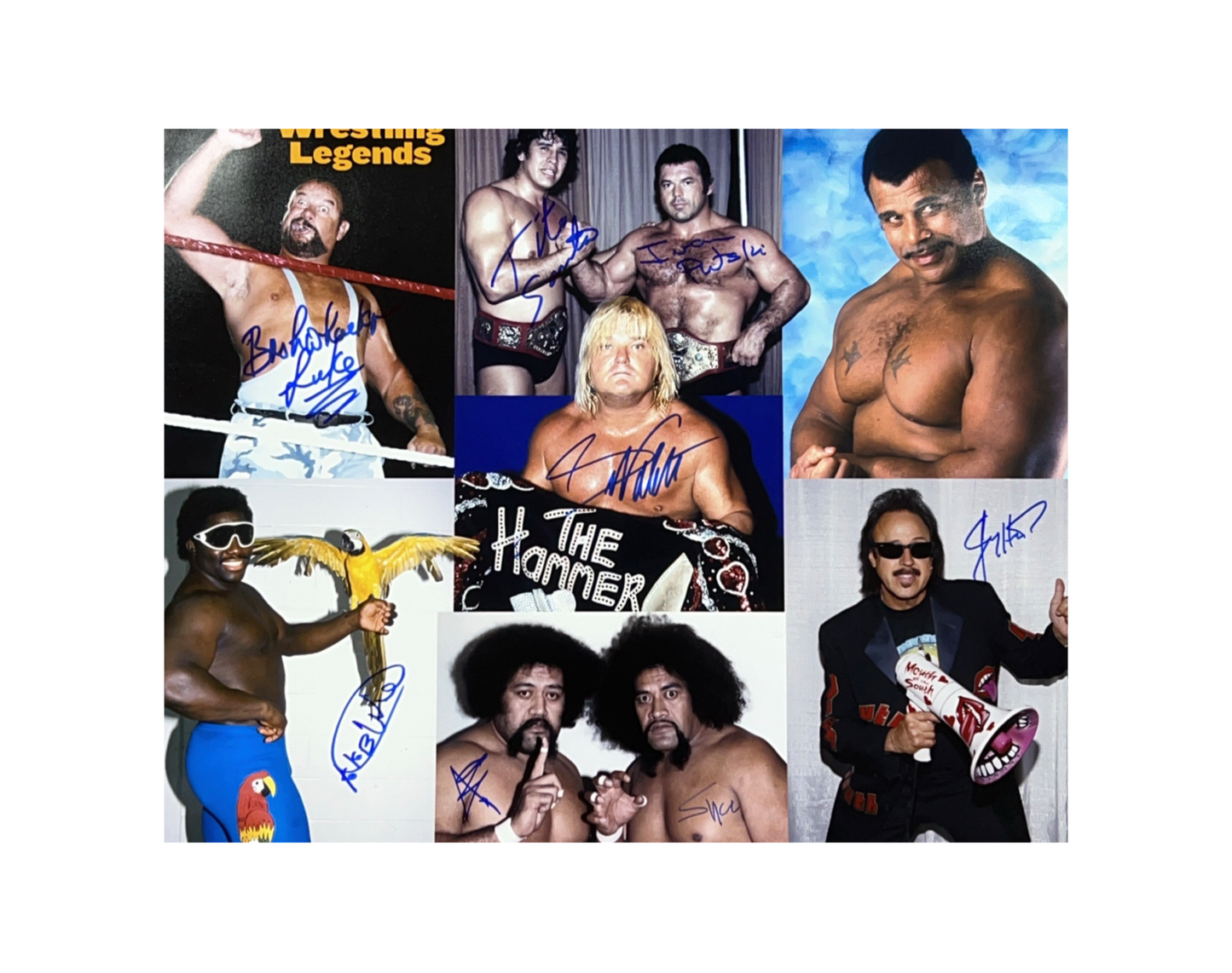 Jimmy Hart, The Wild Somoans, Bushwhacker Luke, Koko B. Ware, Greg The Hammer Valentine, Kerry Von Erich & Ivan Putski Autographed 16x20 JSA