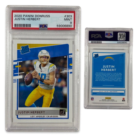 2020 Justin Herbert Panini Absolute Rookie Card #167 PSA MINT 9 LA Chargers