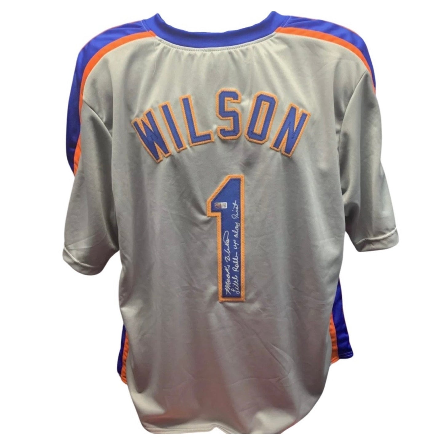 Mookie Wilson Autographed New York Mets Grey Jersey Little Roller Up Along First Inscription Steiner CX