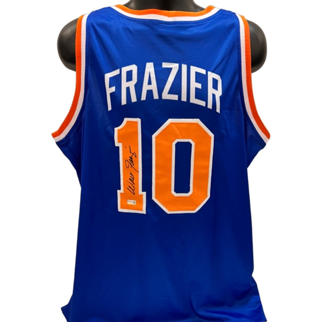 Walt Clyde Frazier Autographed New York Knicks Blue Jersey Steiner CX