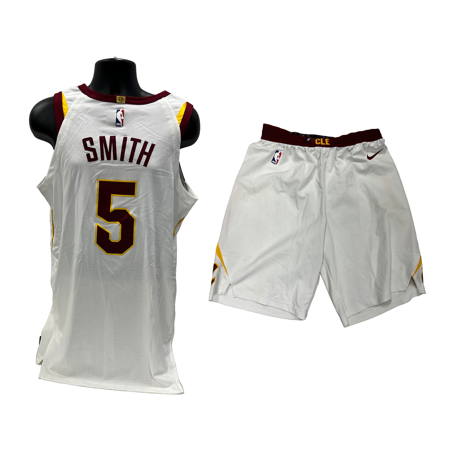 J.R. Smith Game Used 2018 NBA Playoffs Cleveland Cavaliers Full White Uniform GU