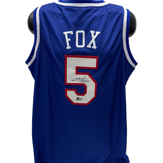 De’Aaron Fox Autographed Sacramento Kings Blue Jersey Beckett