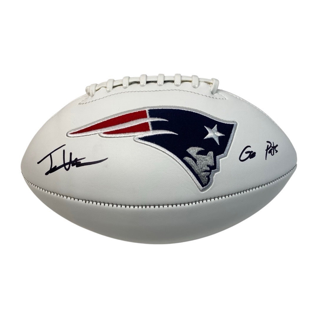 Josh Uche Autographed New England Patriots White Panel Logo Football Steiner CX