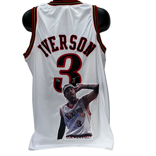 Allen Iverson Autographed Philadelphia 76’ers White Art Jersey Steiner