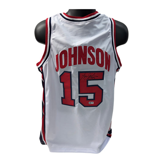 Larry Johnson Autographed USA White Jersey Beckett