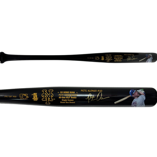 Pete Alonso Autographed New York Mets Rookie Season Home Run Record Engraved Bat LE 141/400 MLB & Fanatics