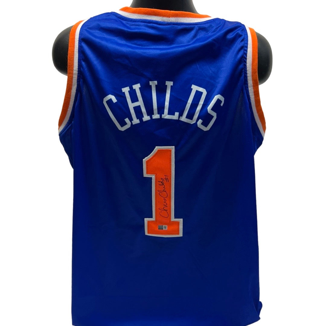 Chris Childs Autographed New York Knicks Blue Jersey Steiner CX