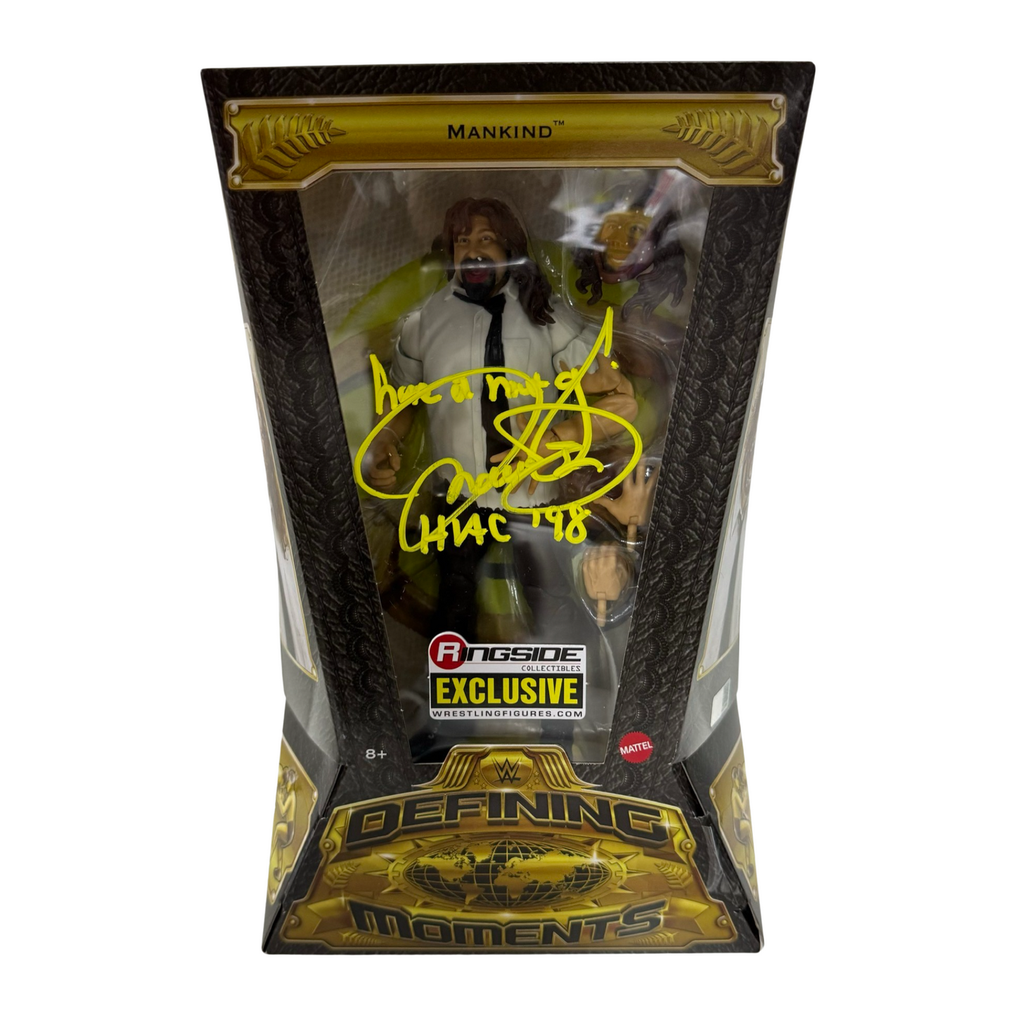 Mick Foley Autographed WWE Defining Moments Figurine Have a Nice Day, HITC 98 Inscriptions Steiner CX