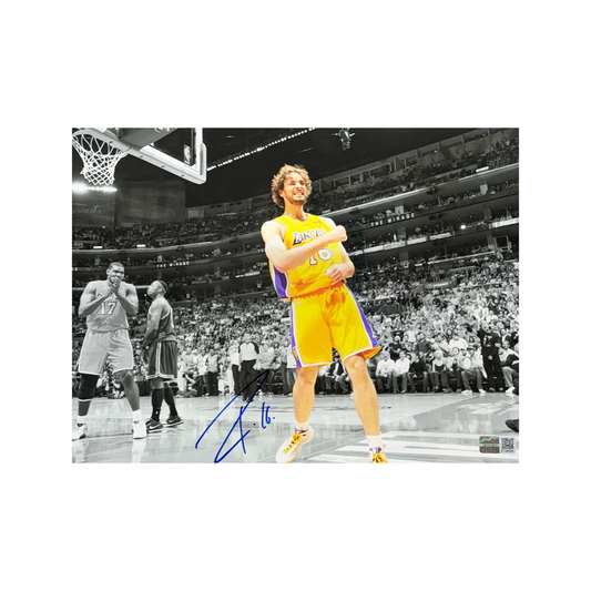 Pau Gasol Autographed Los Angeles Lakers Spotlight Edit 8x10 Steiner CX