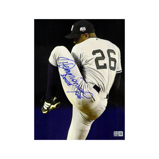 Orlando El Duque Hernandez Autographed New York Yankees Grey Leg Kick 8x10 Steiner CX - Unframed