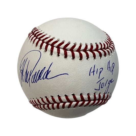 Jorge Posada Autographed New York Yankees OMLB “Hip Hip Jorge” Inscription Steiner CX