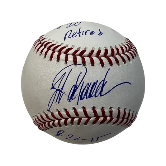 Jorge Posada Autographed New York Yankees OMLB “#20 Retired 8-22-15” Inscription Steiner CX