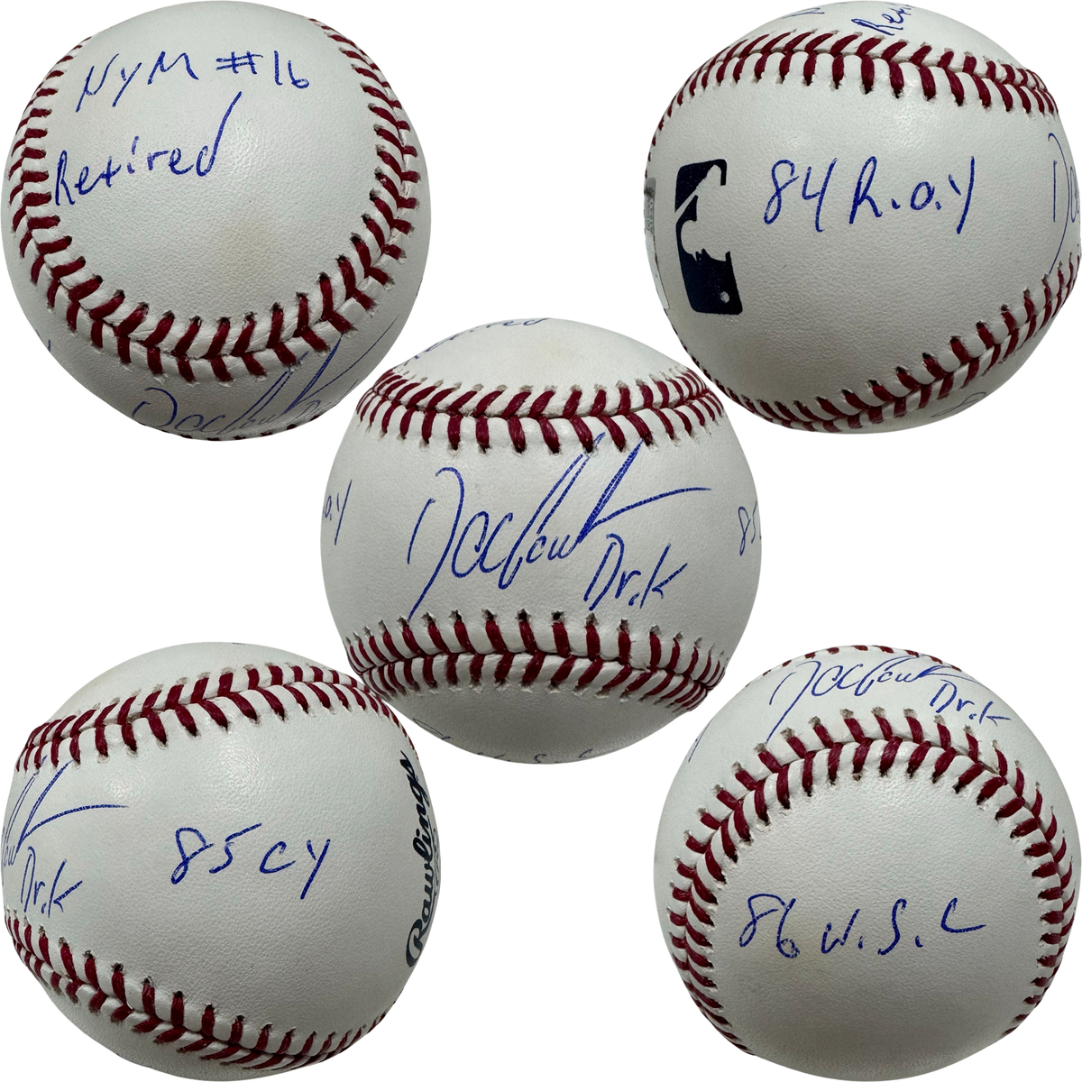 Doc Gooden Autographed New York Mets OMLB "NYM #16 Retired, 84 ROY, 85 Cy, 86 WSC" Inscriptions Steiner CX