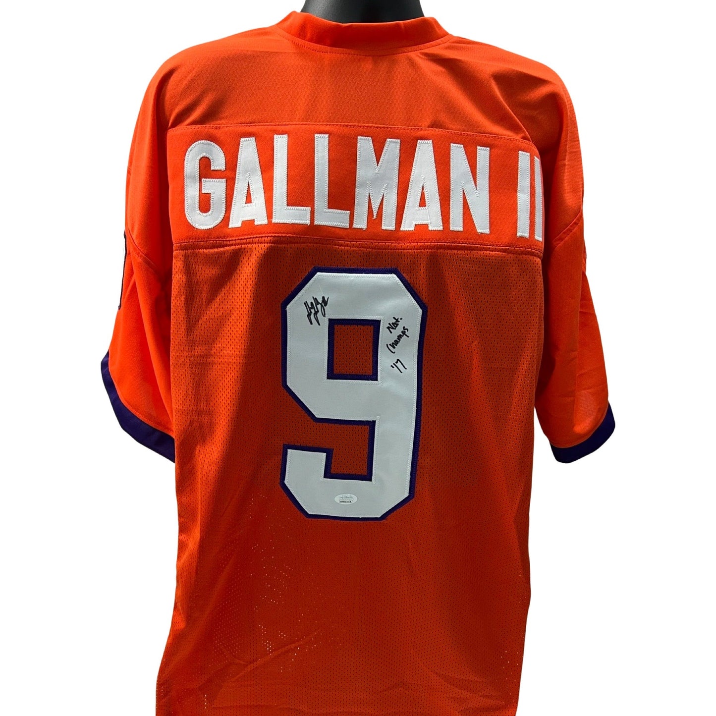 Wayne Gallman Autographed Clemson Tigers Orange Jersey Nat’l Champs 17 Inscription JSA