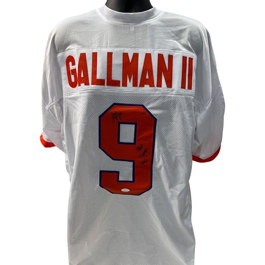 Wayne Gallman Autographed Clemson Tigers White Jersey “Nat’l Champs 17” Inscription JSA