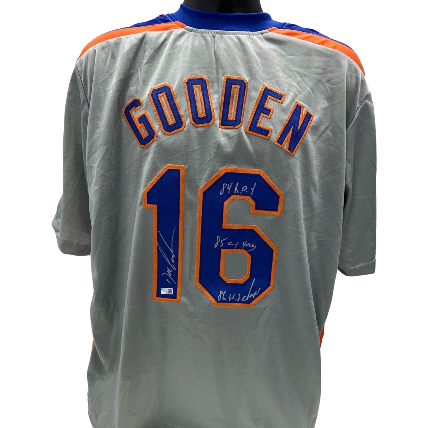 Doc Gooden Autographed New York Mets Grey Jersey 84 ROY, 85 Cy Young, 86 WS Champs Inscriptions Steiner CX