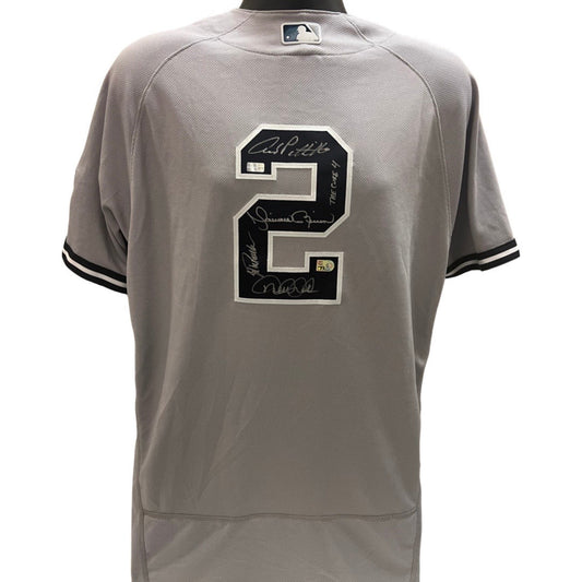 Derek Jeter, Mariano Rivera, Andy Pettitte & Jorge Posada Autographed New York Yankees Grey Nike Authentic Jersey The Core 4 Inscription MLB & Steiner CX