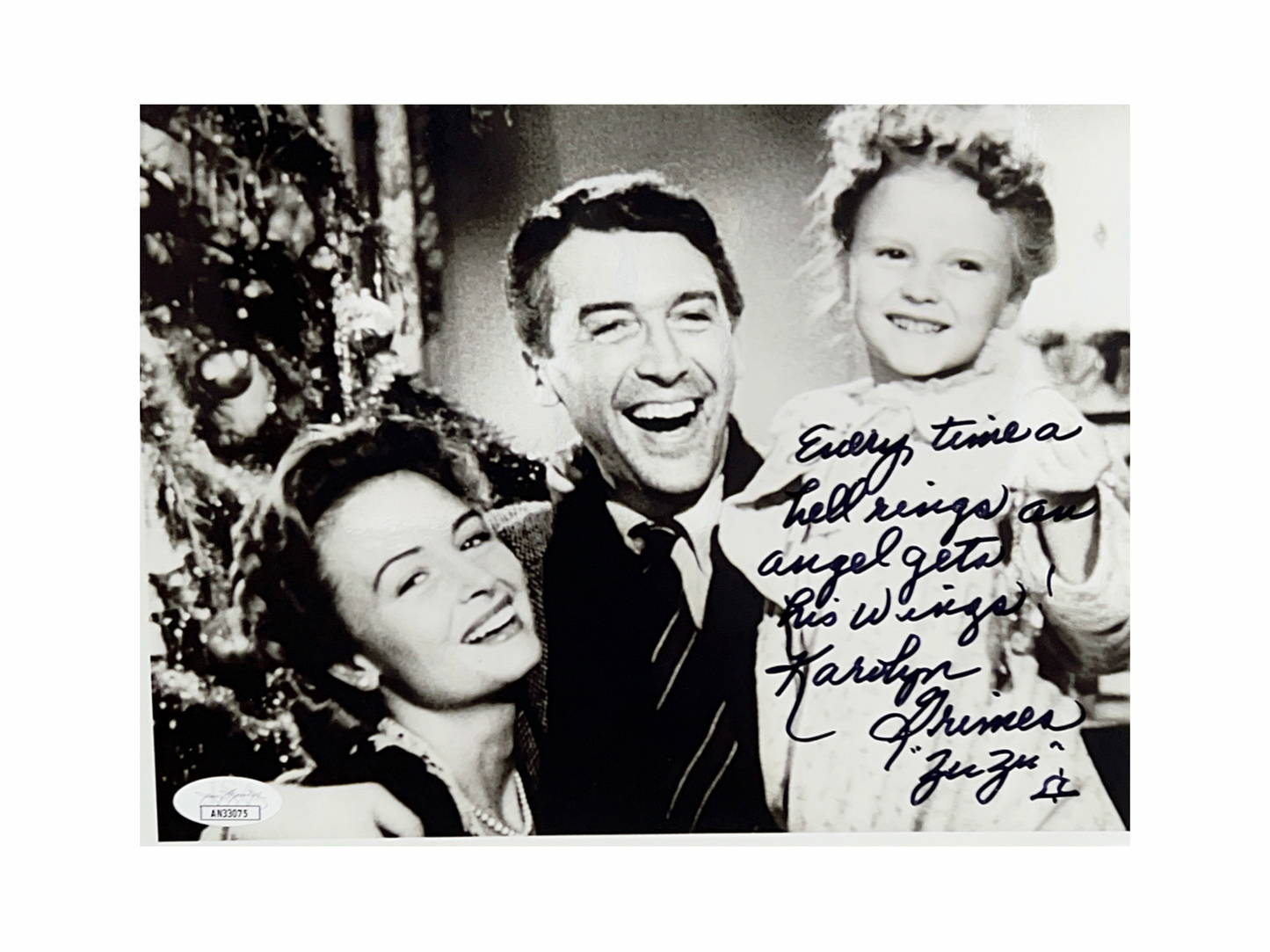 Karolyn Grimes Autographed It's A Wonderful LIfe 8x10 "Every Time a Bell Rings an Angel Gets His Wings & Zuzu " Inscription JSA