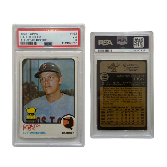 1973 Carlton Fisk Topps All Star Rookie Card Red Sox #193 PSA 3 VG