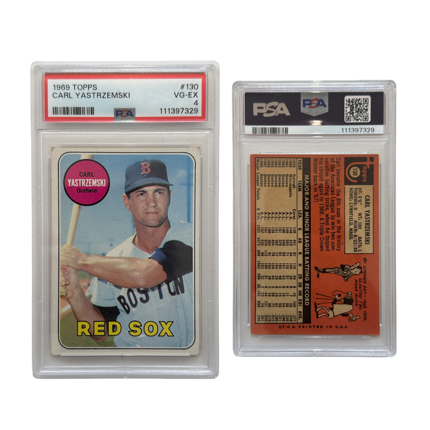 1969 Carl Yastrzemski Topps Boston Red Sox #130 PSA 4 VG-EX