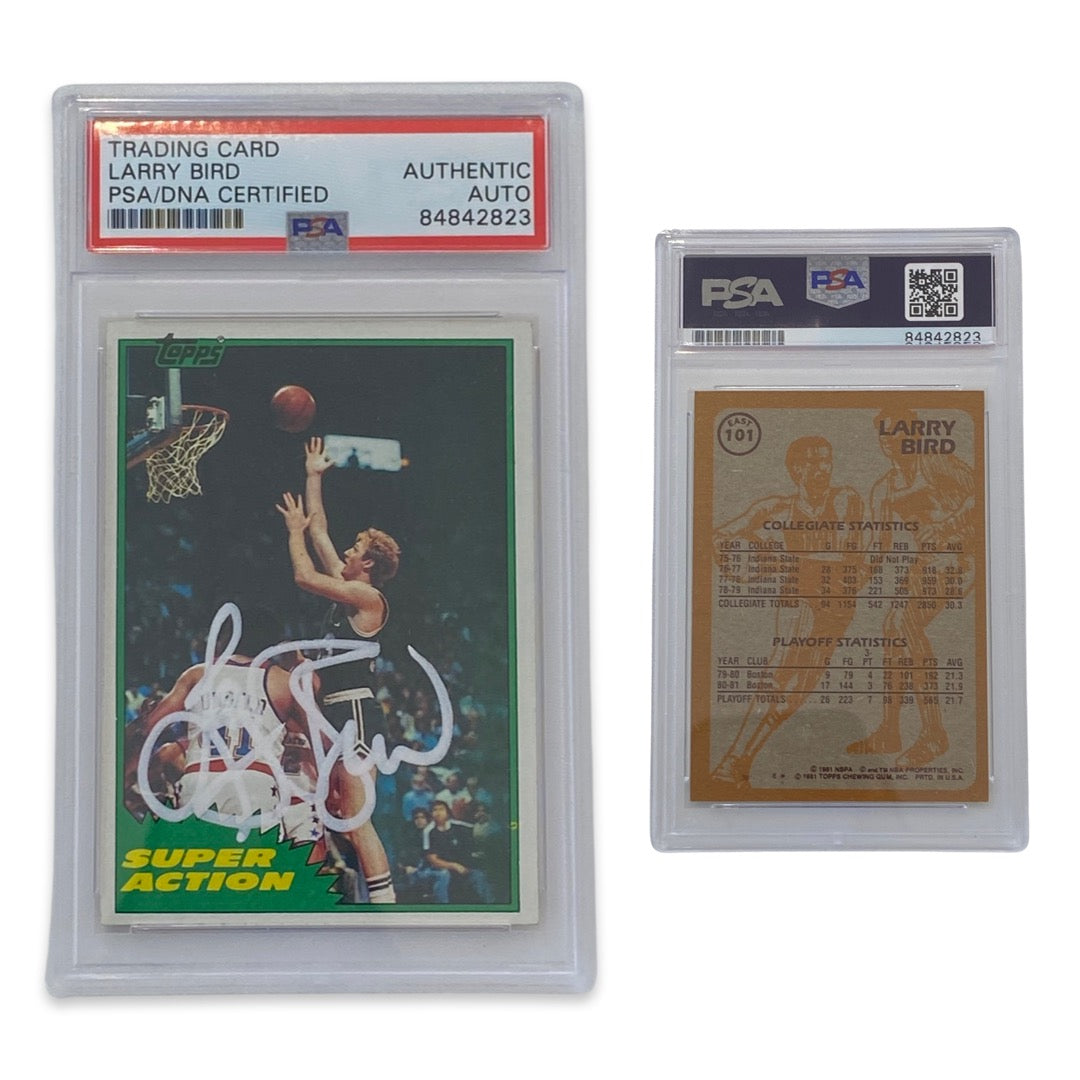 1979-80 Larry Bird Topps Super Action #101 Autographed White Ink PSA Auto Authentic