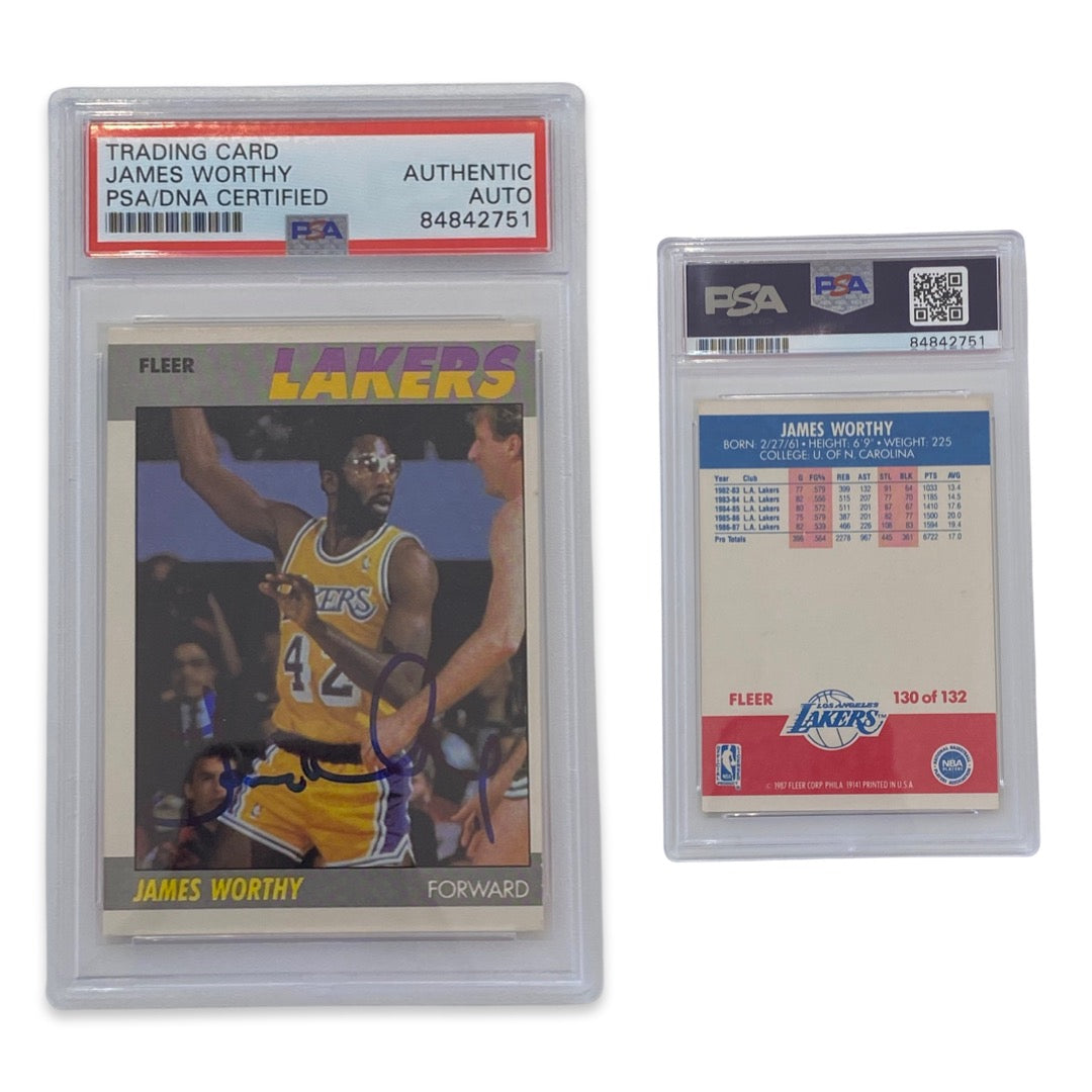1987 James Worthy Fleer #130 Autographed PSA Auto Authentic