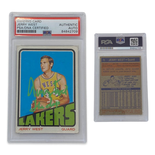 1972-73 Jerry West Topps #75 Autographed The Logo Inscription Green Ink PSA Auto Authentic
