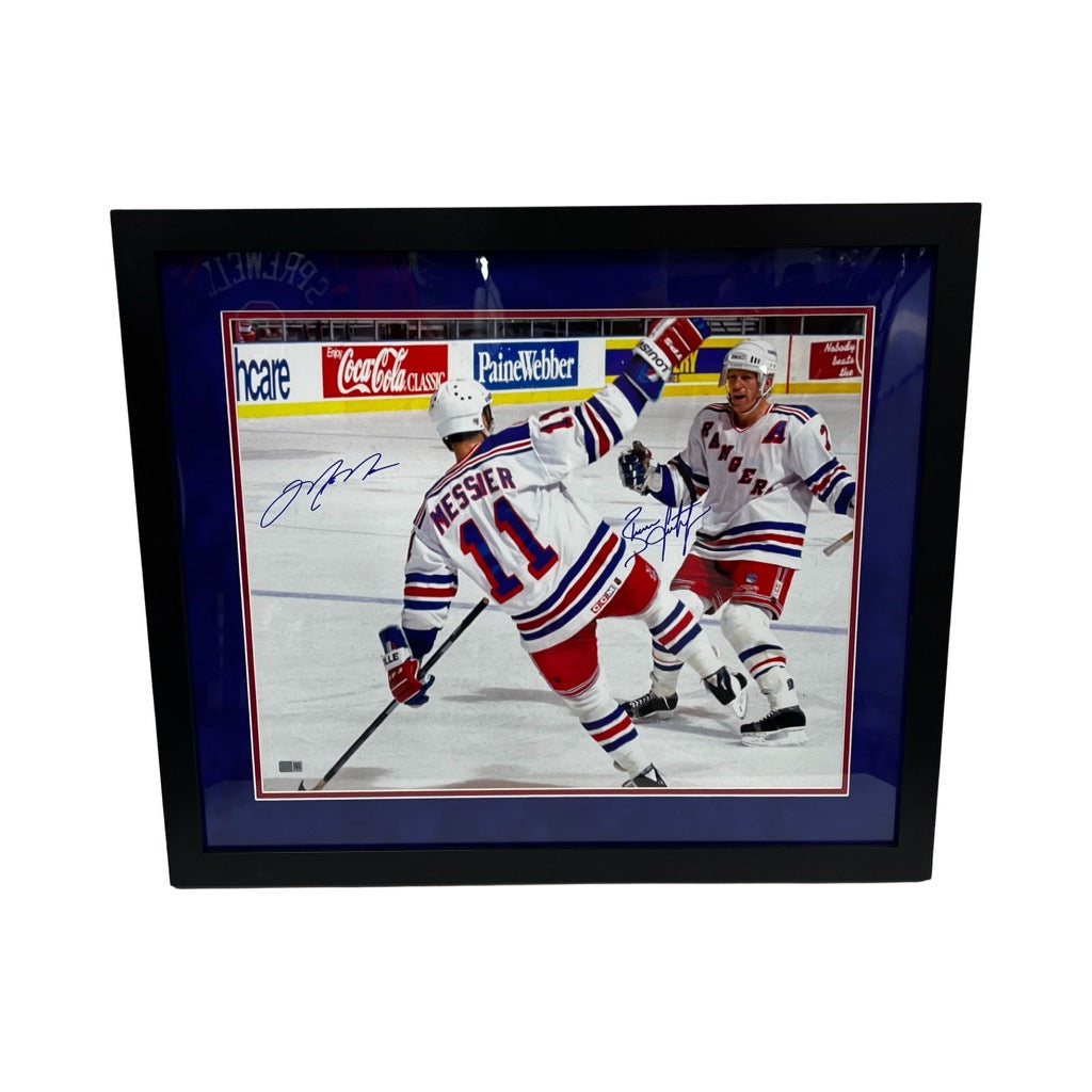Mark Messier & Brian Leetch Autographed New York Rangers 16x20 Steiner CX - Framed