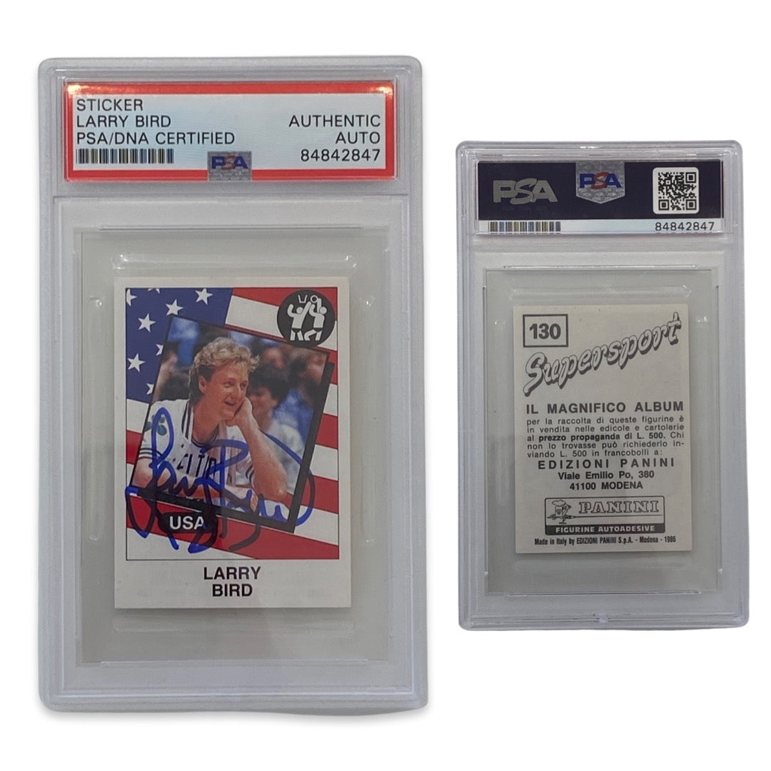 1986 Larry Bird Panini #130 Sticker Autographed PSA Auto Authentic Bos ...